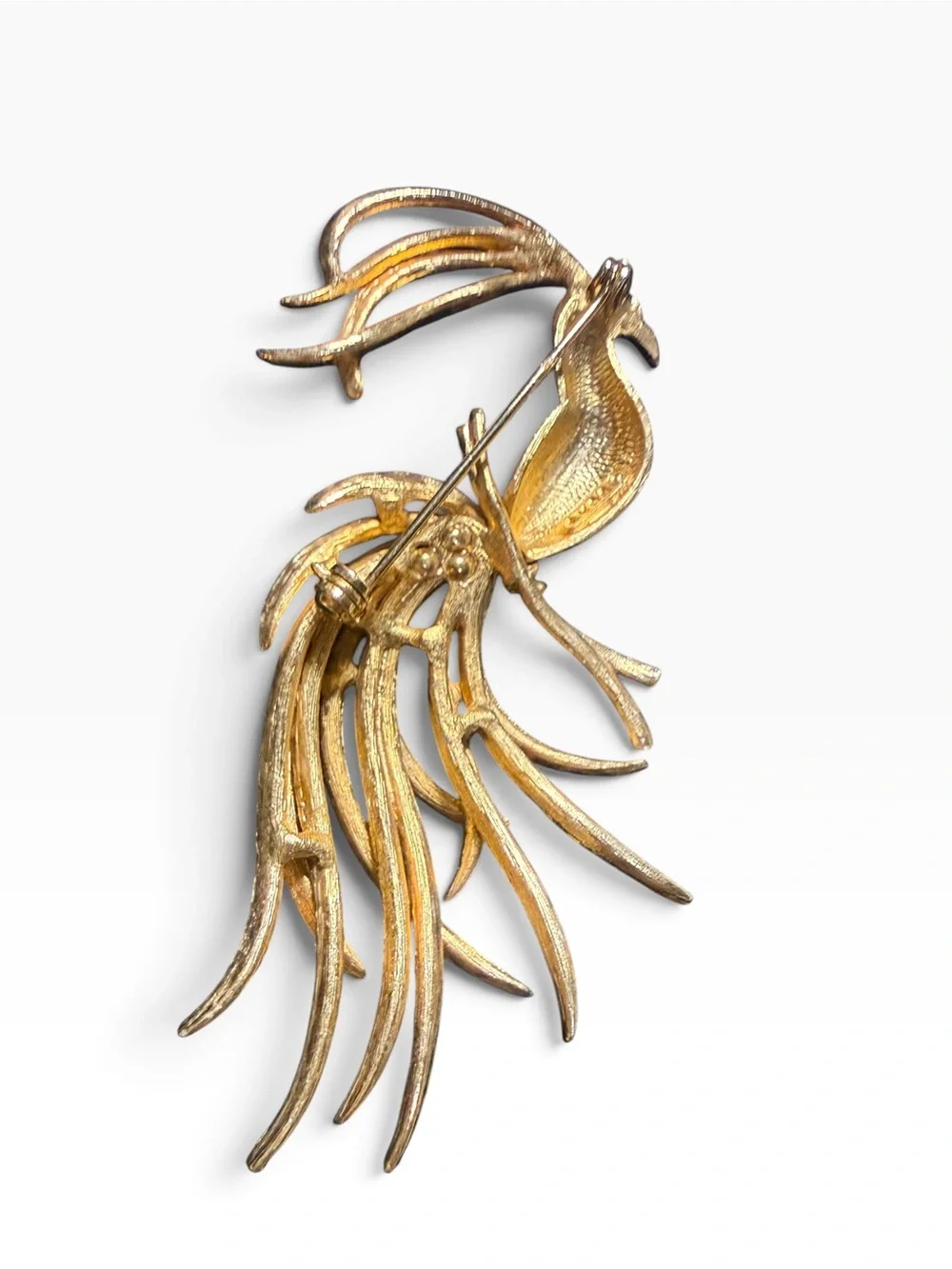 Vintage Avon 1969 Bird of Paradise Peacock Gold Tone Brooch Pin